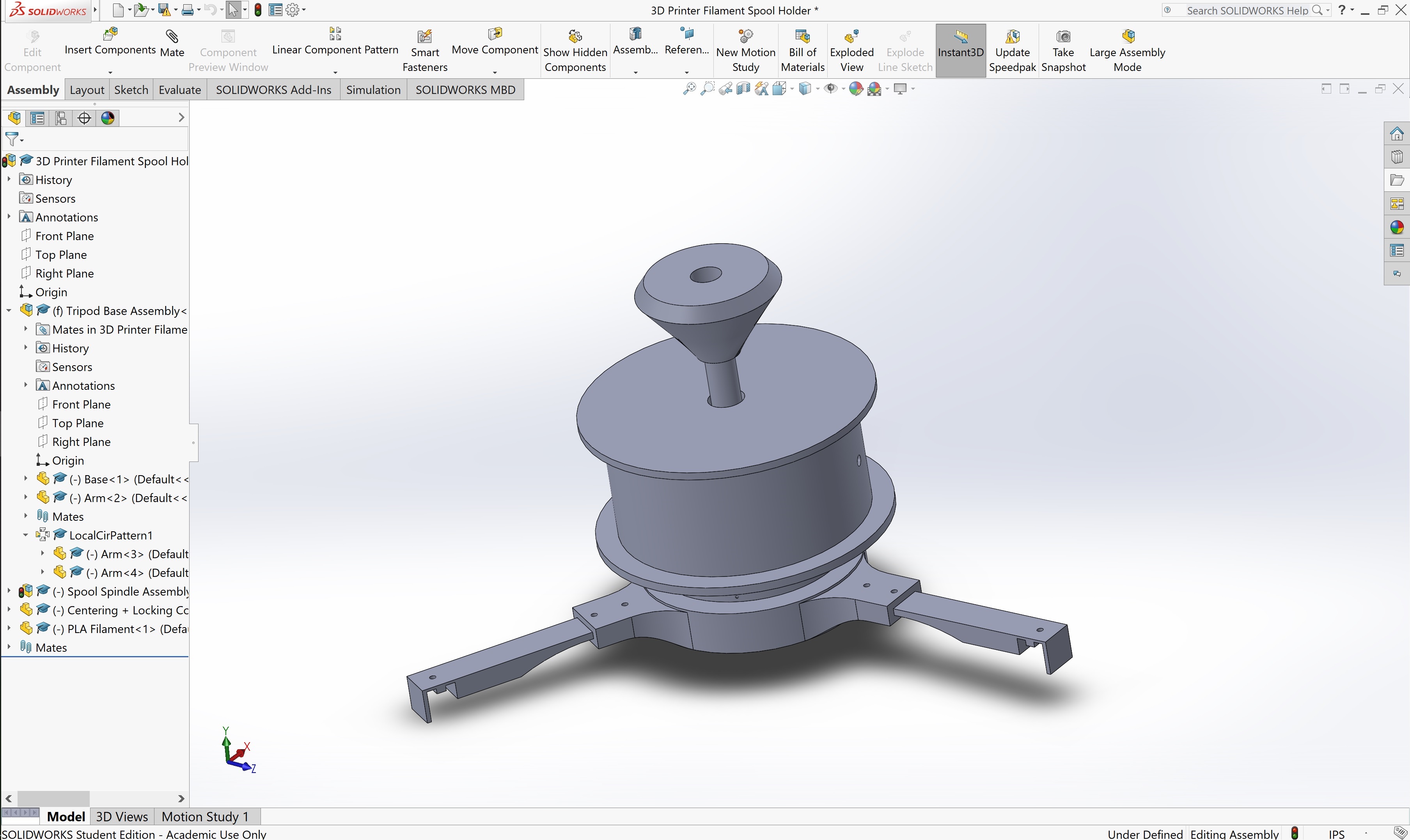 SolidWorks and AutoCAD Spool Filament Holder